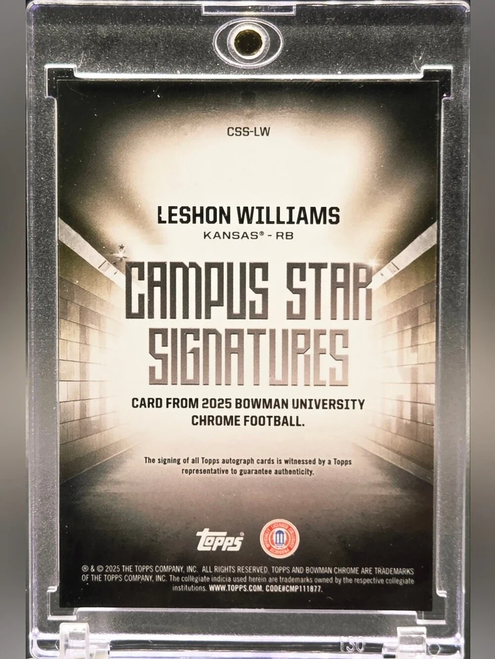 2025 Bowman University Chrome Campus Star Auto Leshon Williams #CSS-LW (AU, RC)